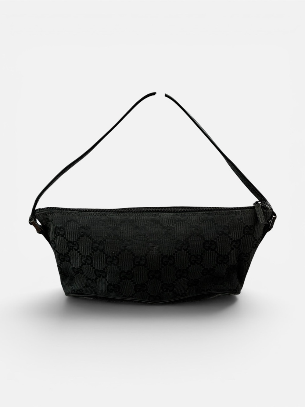 Gucci GG Canvas Black Mini Shoulder Bag Pochette Zip Top Handbag Italy - Picture 2 of 9